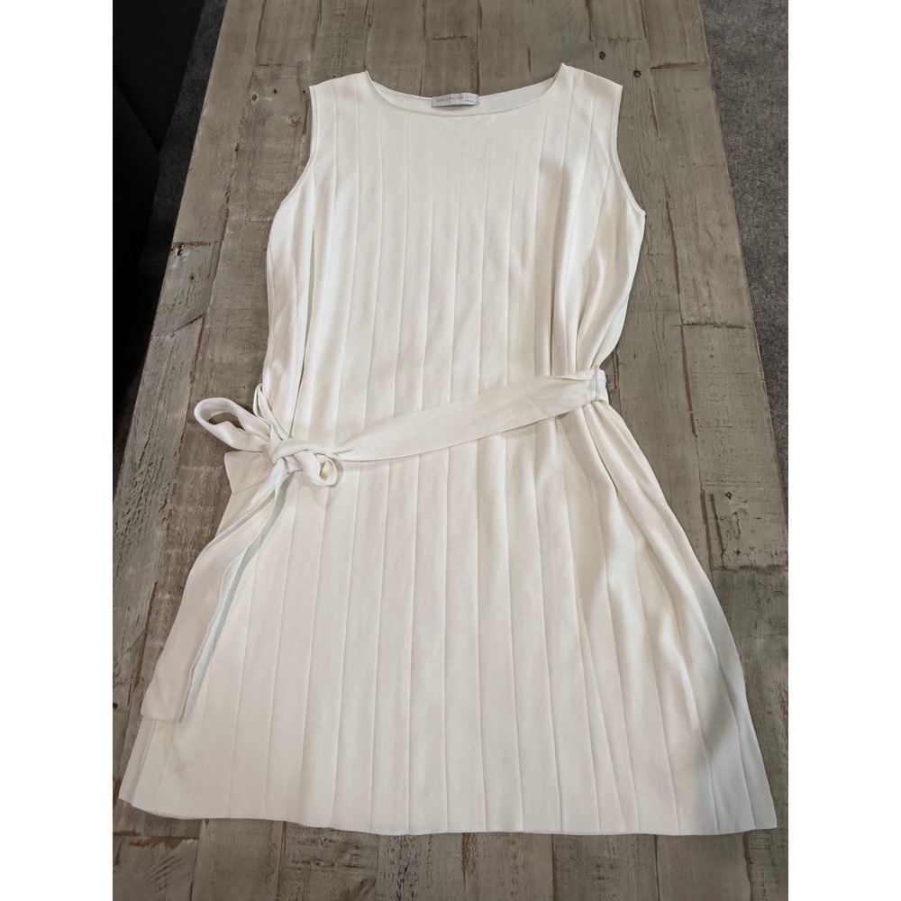 Fabiana Filippi Womens Cream Ribbed Knit Sleeveless Belted Dress Size Medium M